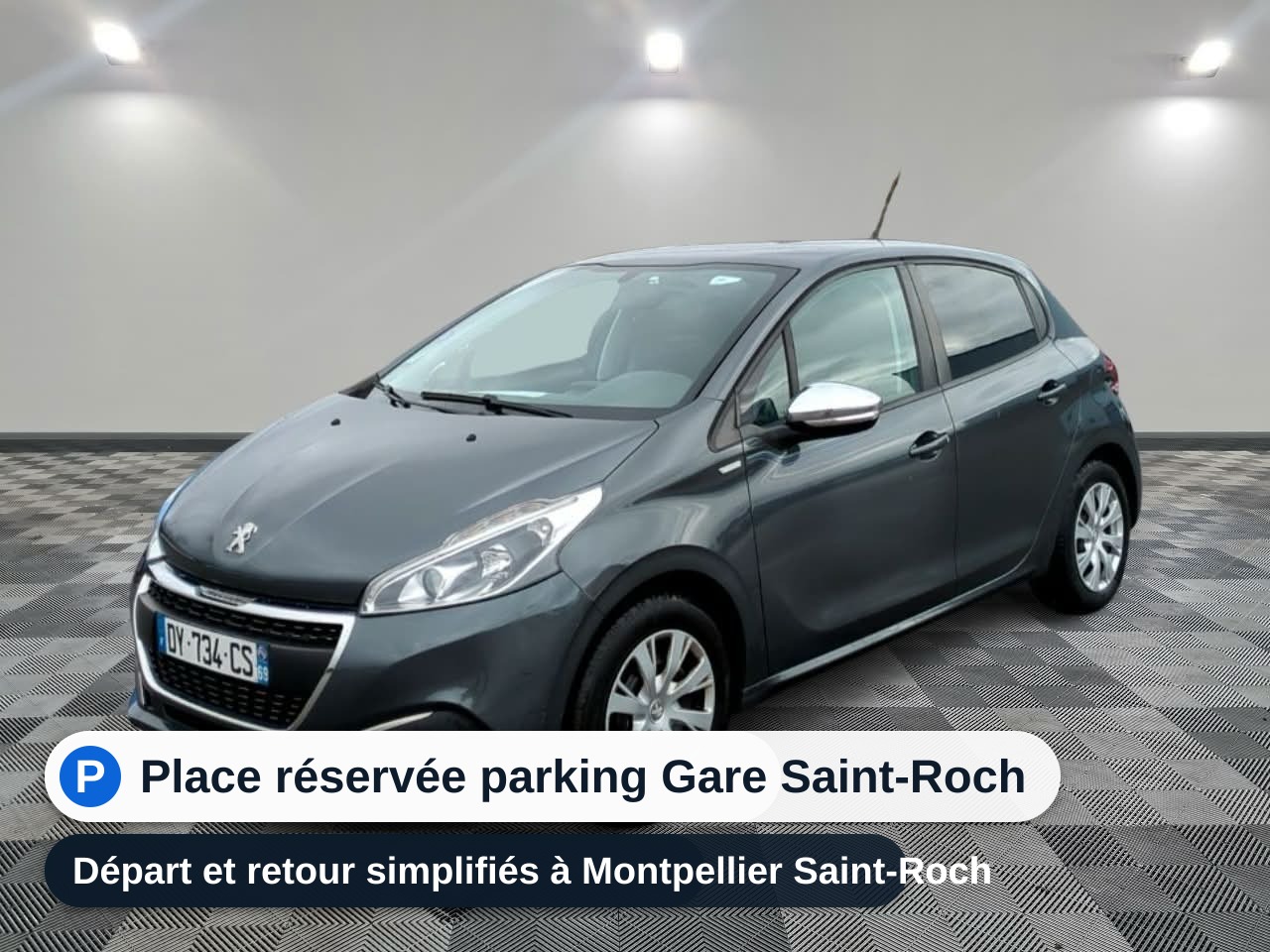 Peugeot 208 Amazio — place réservée parking Gare Saint-Roch