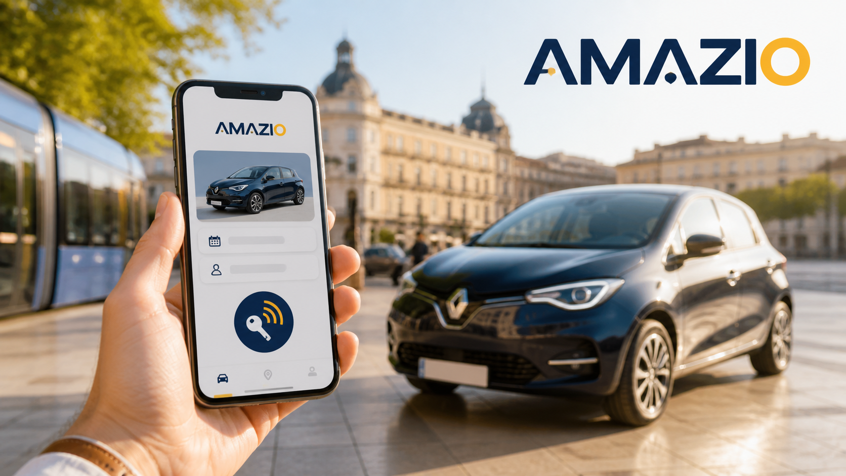 AMAZIO location de voiture Montpellier via Getaround smartphone accès connecté