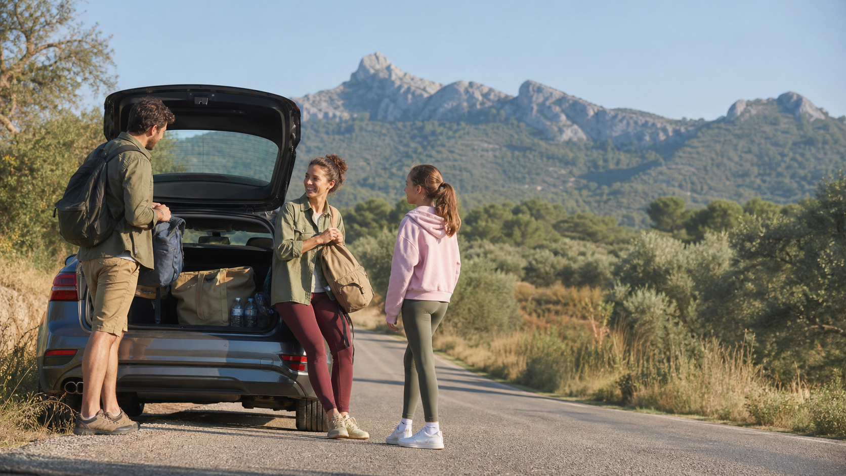 Voiture prête pour une sortie au Pic Saint-Loup depuis Montpellier avec Amazio